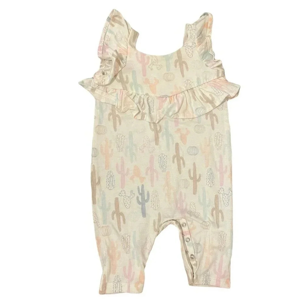 0-3 Months Jessica Simpson Cactus Jumpsuit with Ruffles & Buttons